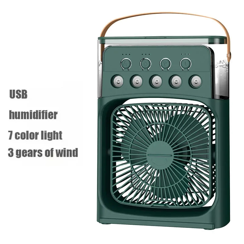 Portable Air Cooler Fan – 3-in-1 Mini AC with Mist Spray, LED Lights & Large Water Tank