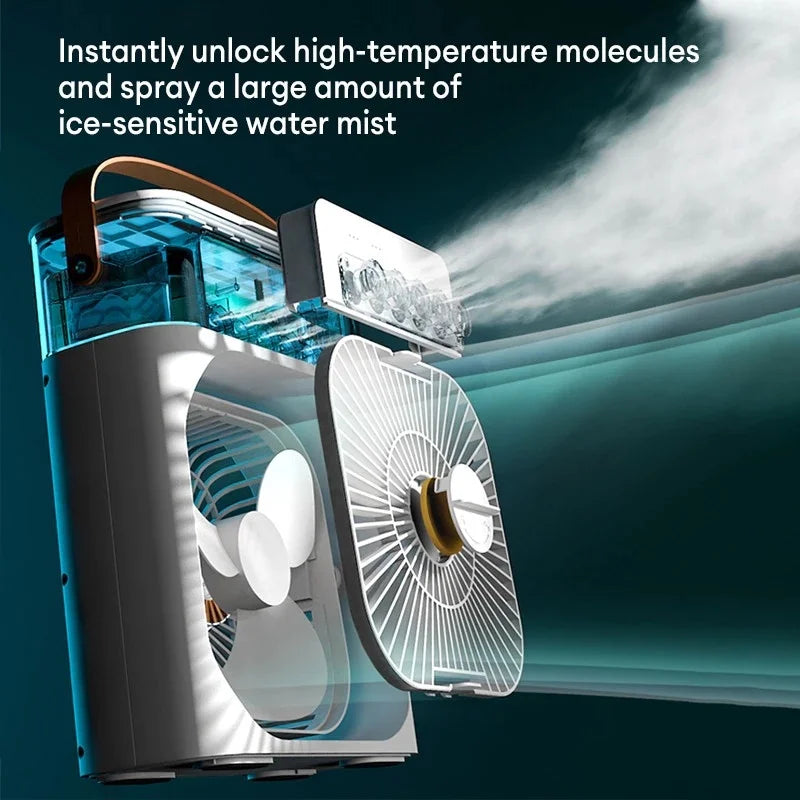 Portable Air Cooler Fan – 3-in-1 Mini AC with Mist Spray, LED Lights & Large Water Tank