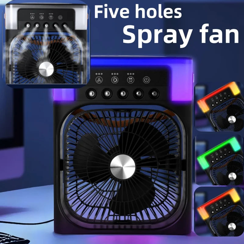 Portable Air Cooler Fan – 3-in-1 Mini AC with Mist Spray, LED Lights & Large Water Tank