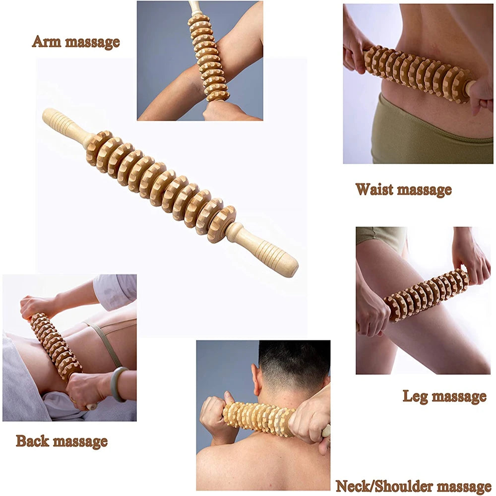 Wooden Massage Roller – Muscle Relaxation & Anti-Cellulite Therapy