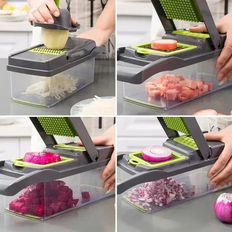 14/16 piece vegetable multifunctional kitchen vegetable slicer, vegetable grinder, diced, divided, potato grinder