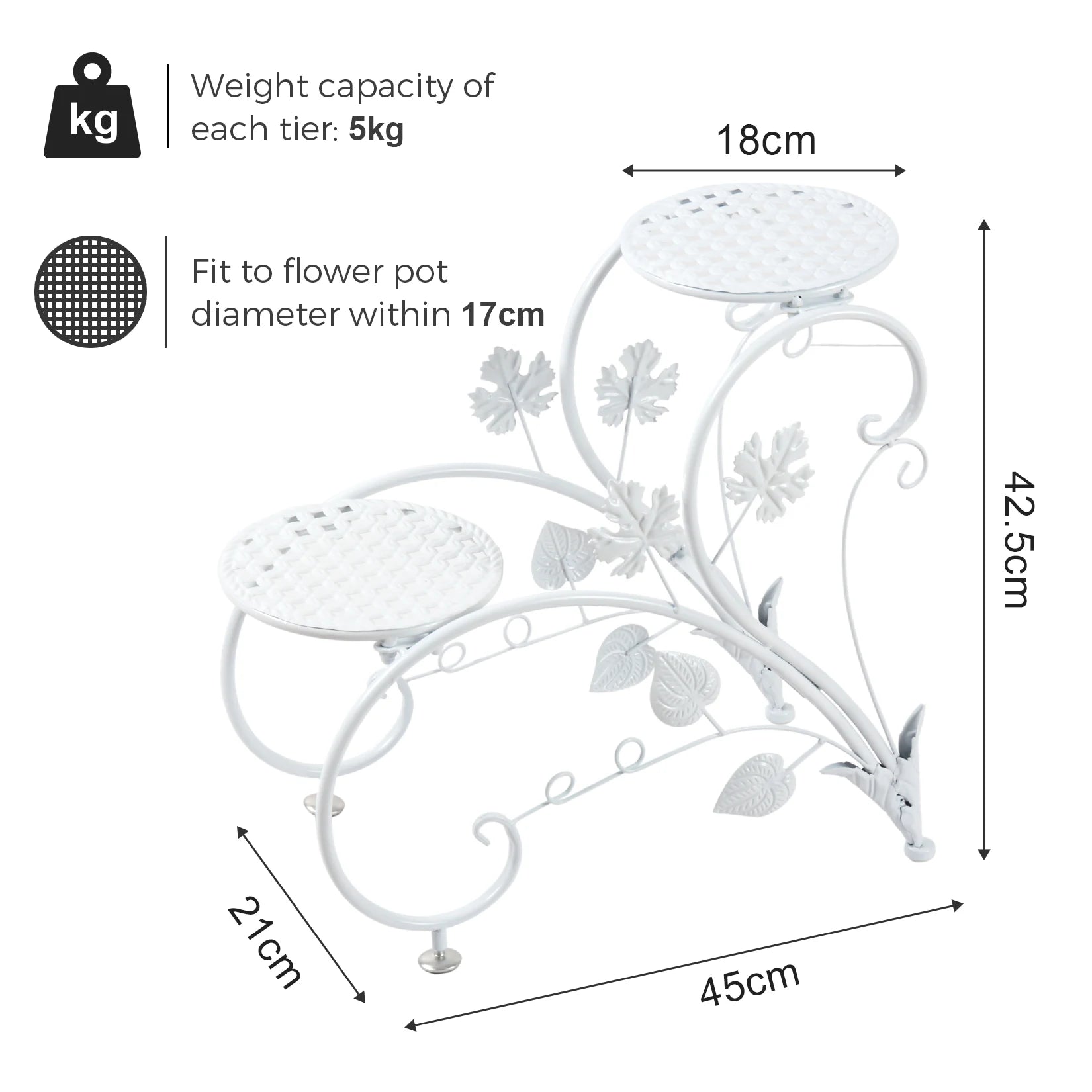 2PCS Rustproof Metal Plant Stand 4 Potted Flower