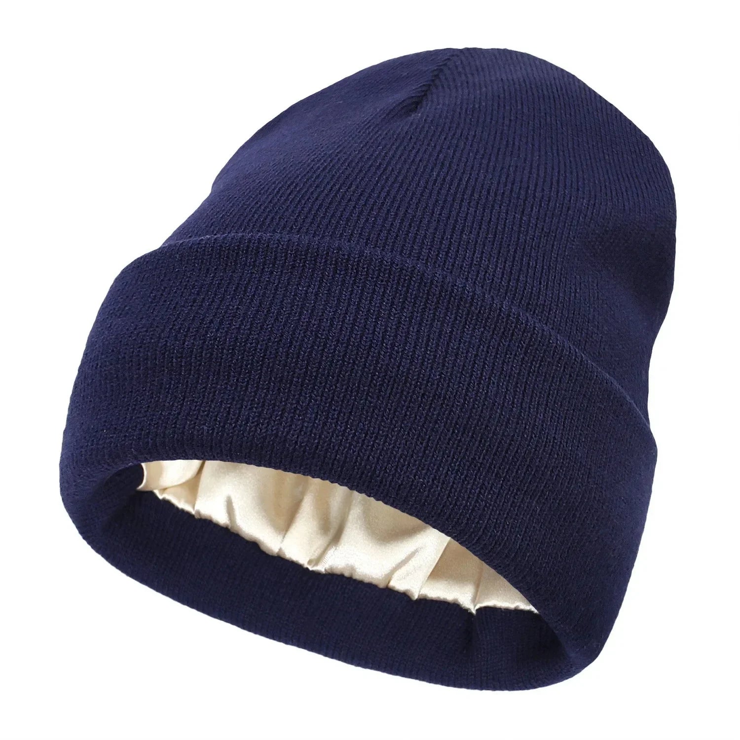 Satin-Lined Hair Protect Beanie – Unisex Anti-Static Winter Hat with Silk Inner Layer for Frizz-Free Hair