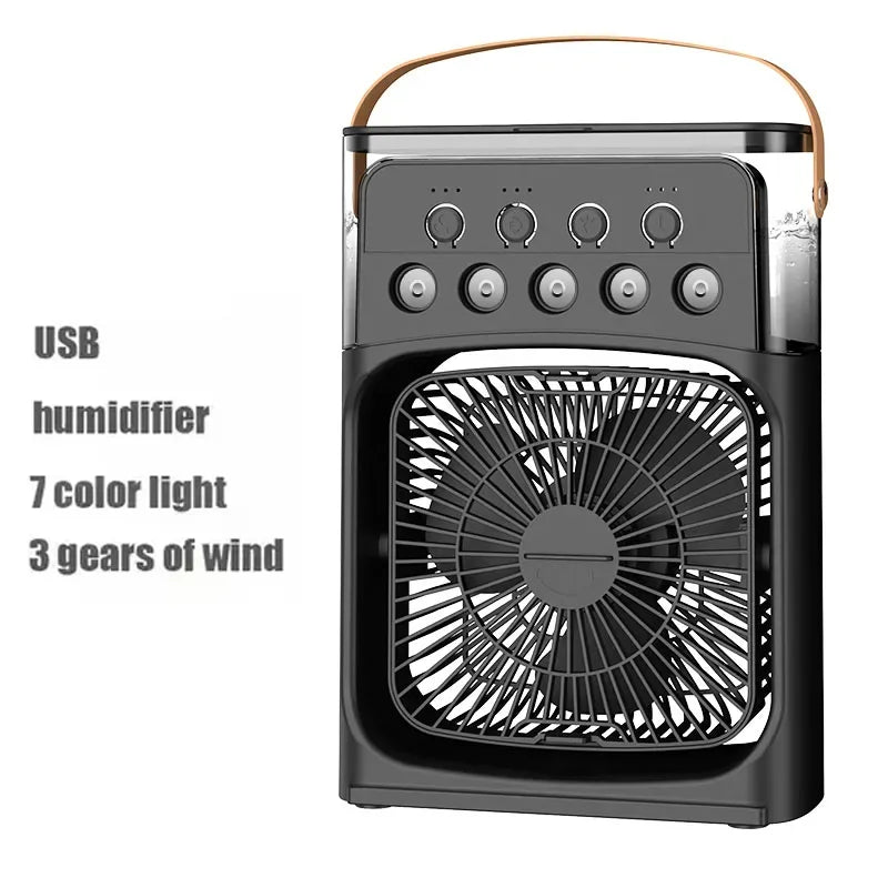 Portable Air Cooler Fan – 3-in-1 Mini AC with Mist Spray, LED Lights & Large Water Tank