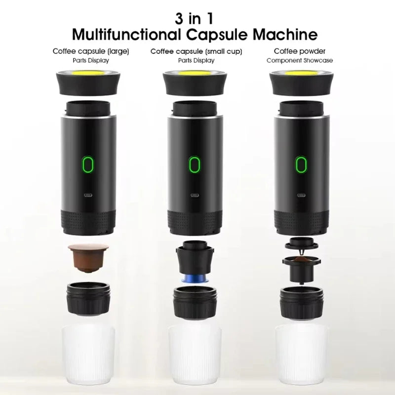 Portable Wireless Electric Espresso Coffee Machine for Travel &Car &Home Camping Coffee Maker Capsule Powder Coffee Maker Brace