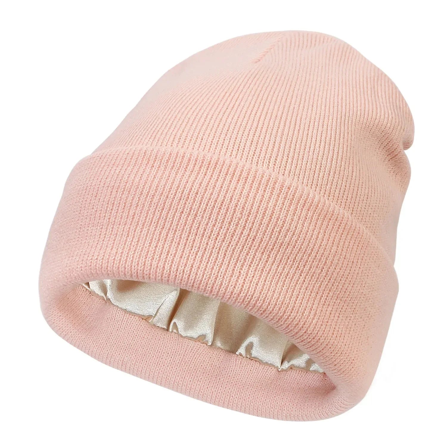 Satin-Lined Hair Protect Beanie – Unisex Anti-Static Winter Hat with Silk Inner Layer for Frizz-Free Hair
