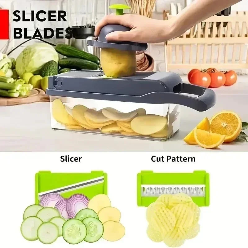 14/16 piece vegetable multifunctional kitchen vegetable slicer, vegetable grinder, diced, divided, potato grinder