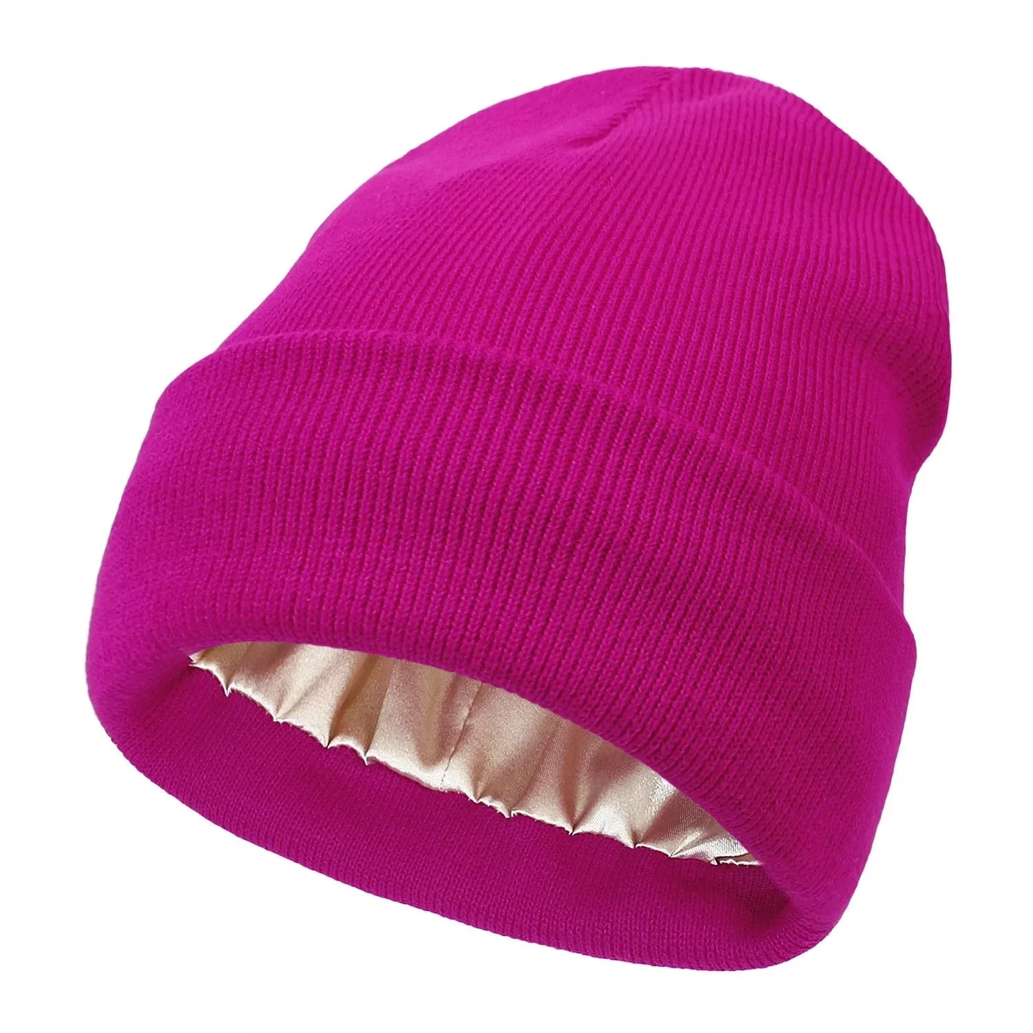 Satin-Lined Hair Protect Beanie – Unisex Anti-Static Winter Hat with Silk Inner Layer for Frizz-Free Hair