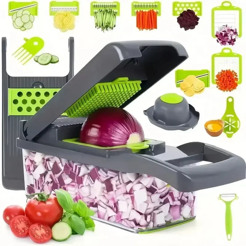 14/16 piece vegetable multifunctional kitchen vegetable slicer, vegetable grinder, diced, divided, potato grinder