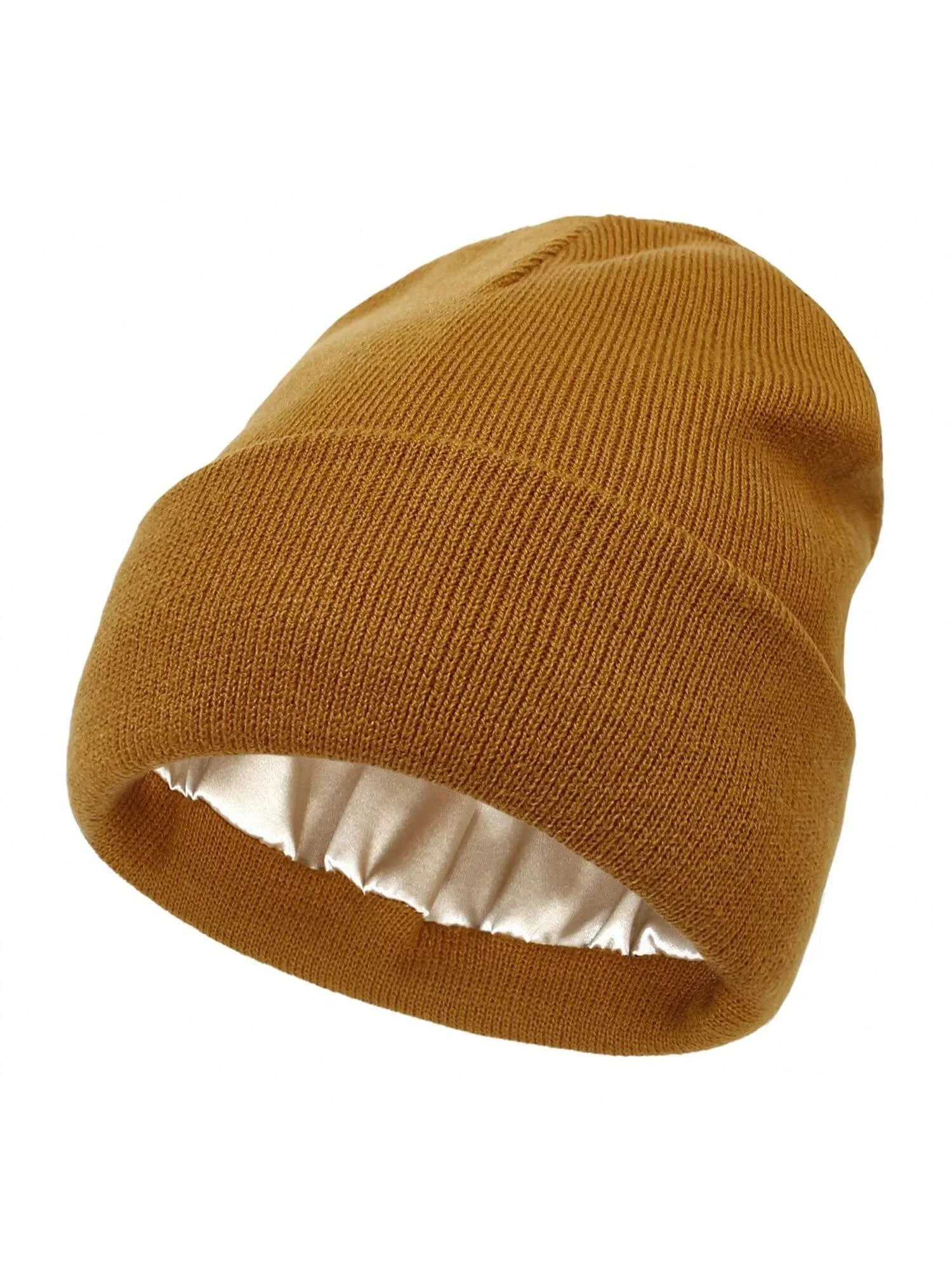 Satin-Lined Hair Protect Beanie – Unisex Anti-Static Winter Hat with Silk Inner Layer for Frizz-Free Hair