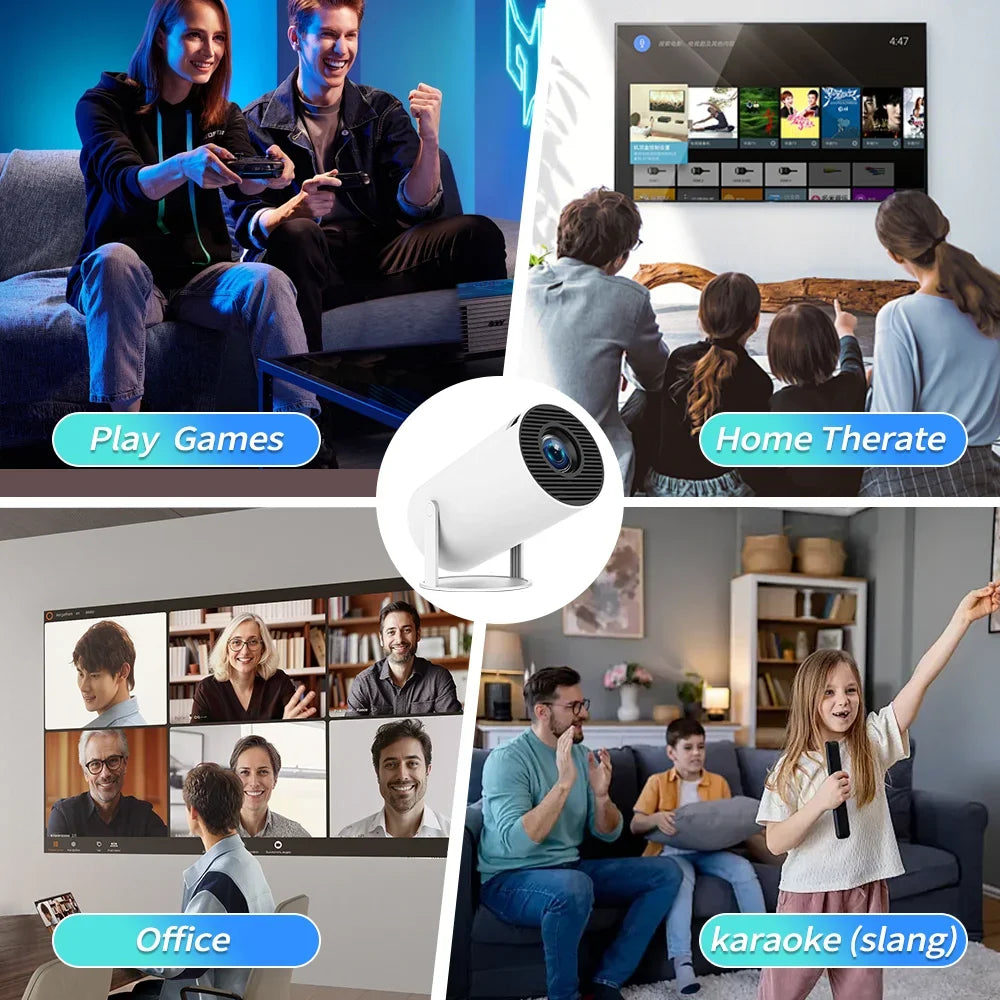 Smart Projector 4K Android 11 Dual Wifi6.0 BT5.0 H713 280ANSI 720P Built-in Cinema Sound Speaker Protable Mini Projetor
