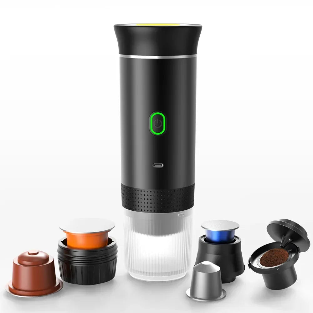 Portable Wireless Electric Espresso Coffee Machine for Travel &Car &Home Camping Coffee Maker Capsule Powder Coffee Maker Brace