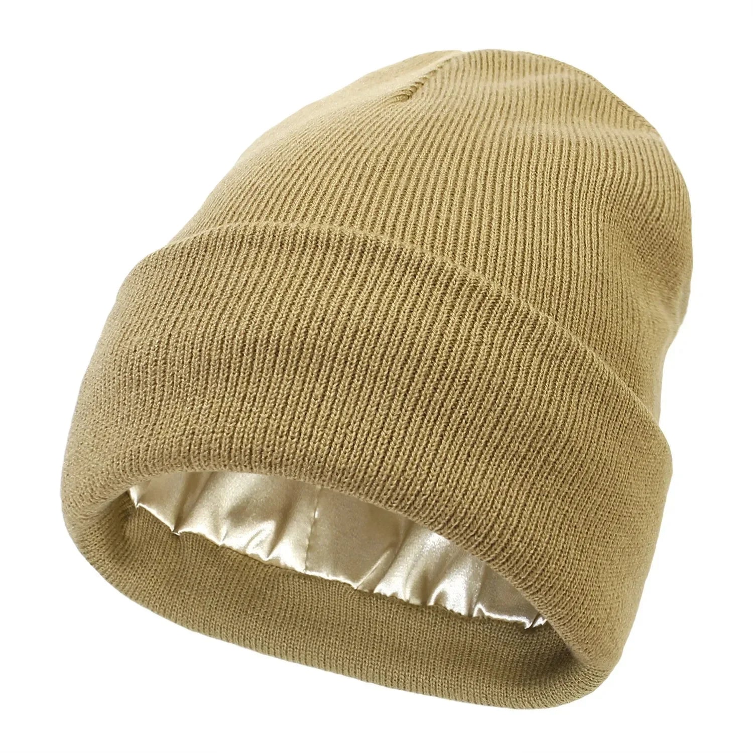 Satin-Lined Hair Protect Beanie – Unisex Anti-Static Winter Hat with Silk Inner Layer for Frizz-Free Hair