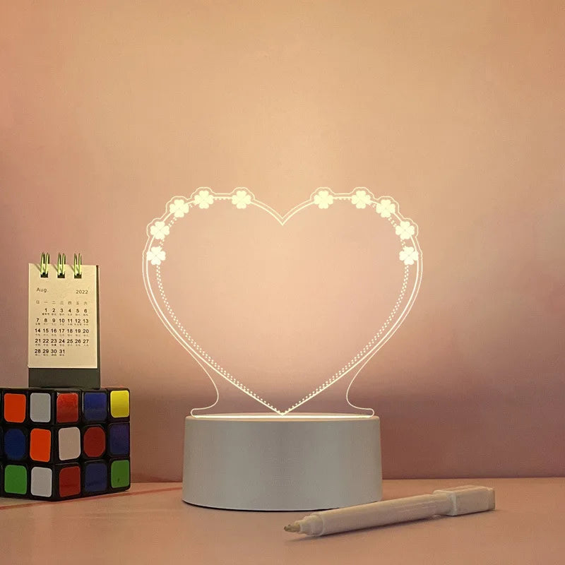 3D LED Acrylic Message Board – DIY Night Light with Marker