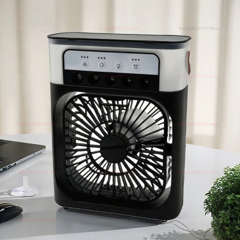 Portable Air Cooler Fan – 3-in-1 Mini AC with Mist Spray, LED Lights & Large Water Tank
