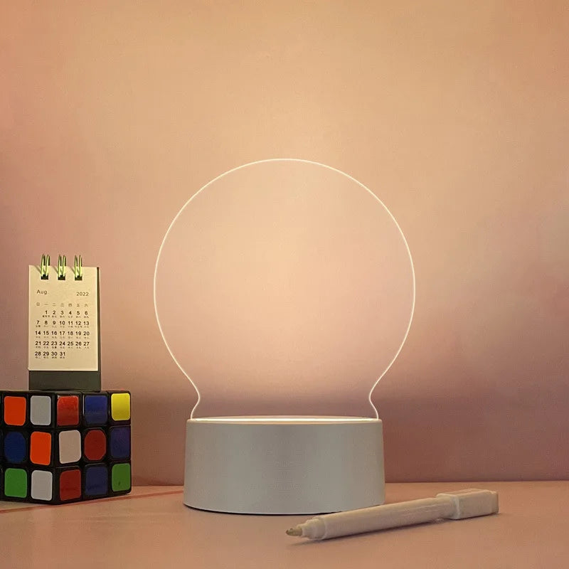 3D LED Acrylic Message Board – DIY Night Light with Marker