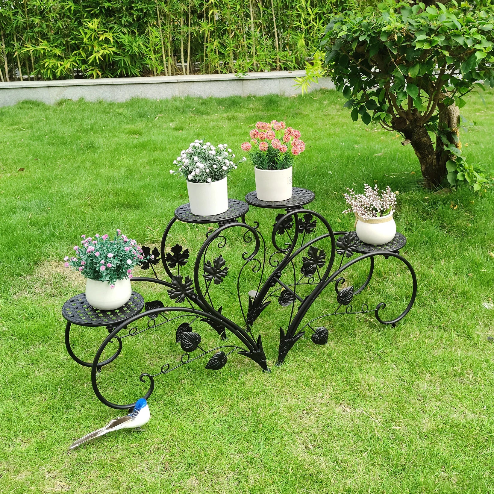 2PCS Rustproof Metal Plant Stand 4 Potted Flower