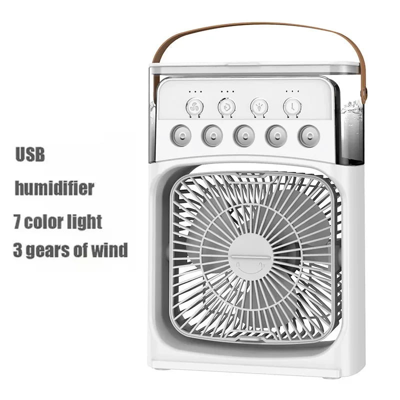 Portable Air Cooler Fan – 3-in-1 Mini AC with Mist Spray, LED Lights & Large Water Tank