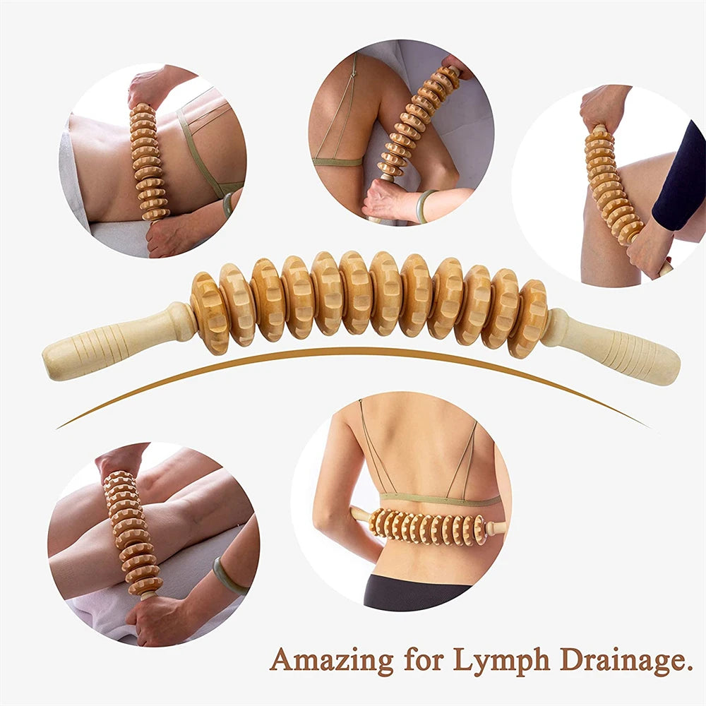 Wooden Massage Roller – Muscle Relaxation & Anti-Cellulite Therapy