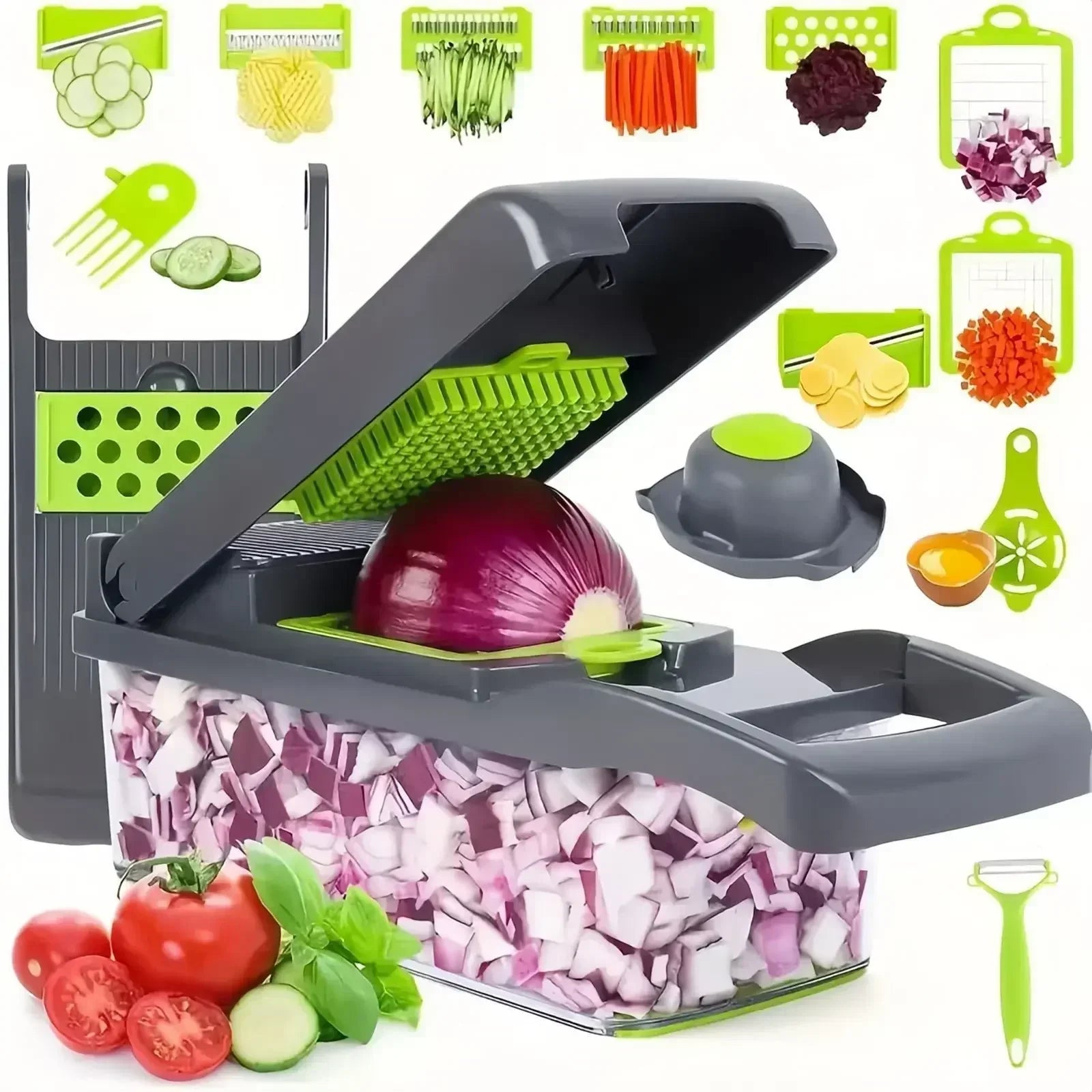 14/16 piece vegetable multifunctional kitchen vegetable slicer, vegetable grinder, diced, divided, potato grinder